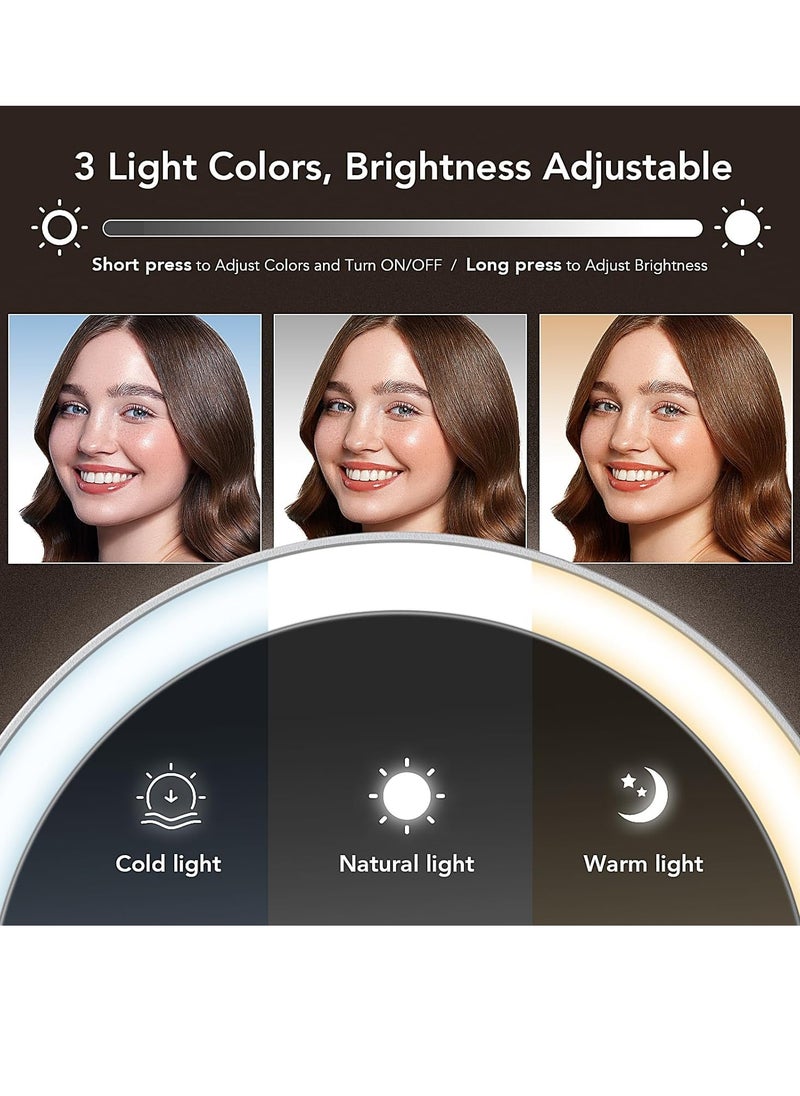 LitBear LitBear Travel Makeup Mirror with Lights, Rechargeable Double Sided 10X /1X Magnifying Mirror, Portable Lighted Beauty Mirror, 3 Color Lighting, Dimmable Touch Screen, Tabletop Handhold Hanging  - Image 4