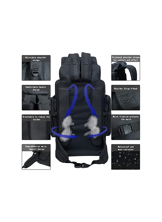 PROMASS 80L 100 Litres Camping Hiking Backpack, Extra Large Travel Backpack Men, Waterproof Oversized Tactical Backpack For Men Women, Lightweight Molle Military Rucksack Outdoor Traveling Daypacks  - Image 2
