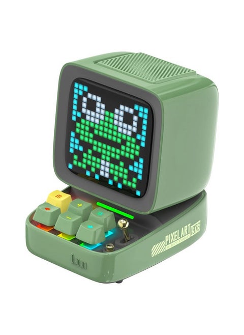 Ditoo Programmable Pixel Art LED-Bluetooth-Speaker Showing-Clock Emoji DIY Design for Home Wedding Party Decoration with Wireless App Control (Green)