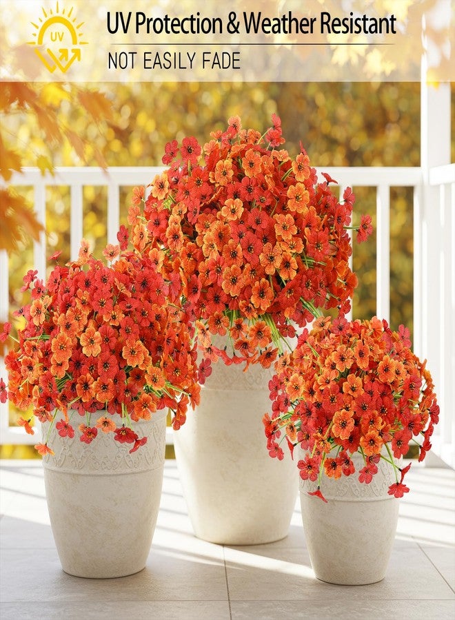 MACTING Artificial Fall Mums for Outdoors 12 Bundles Faux Outdoor Plants UV Resistant Fake Silk Flowers No Fade for Planters Front Door Porch Patio Indoor Outside Autumn Thanksgiving Decor(Orange Mix) - Image 3
