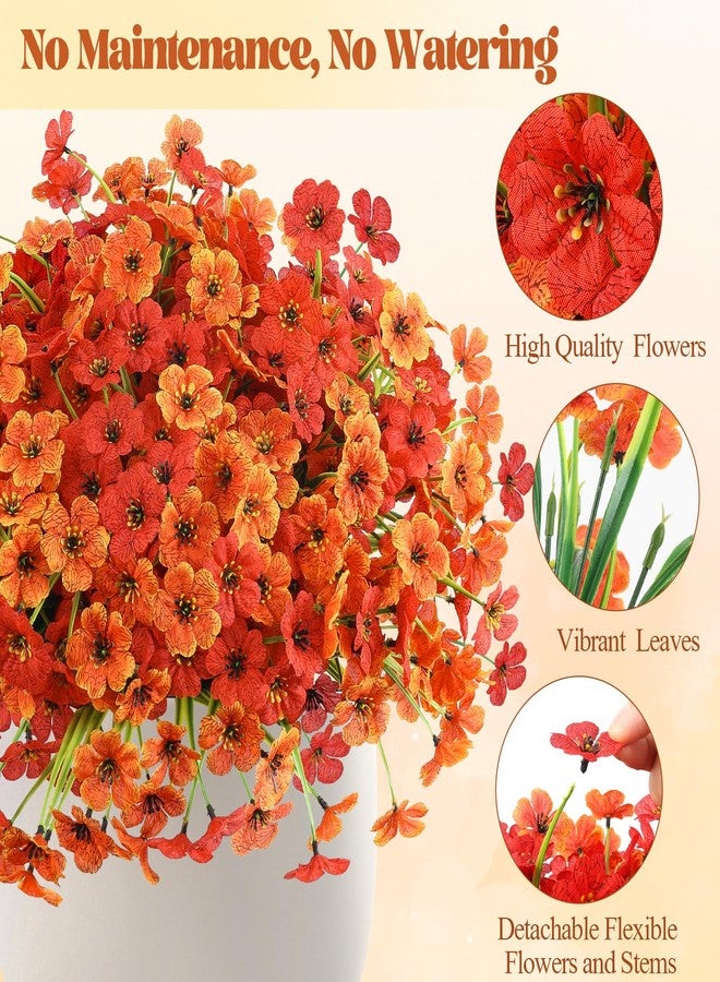 MACTING Artificial Fall Mums for Outdoors 12 Bundles Faux Outdoor Plants UV Resistant Fake Silk Flowers No Fade for Planters Front Door Porch Patio Indoor Outside Autumn Thanksgiving Decor(Orange Mix) - Image 4
