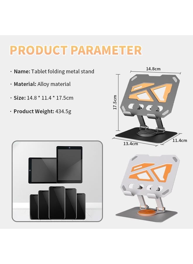 Large Tablet Holders  Folding Computer Stand Metal ipd Desktop Stand 360° Rotation Height Adjustable Breathable Heat Dissipation For Mobile Phone Tablet Ipd/14.8X11.4X17.5cm  - Image 5