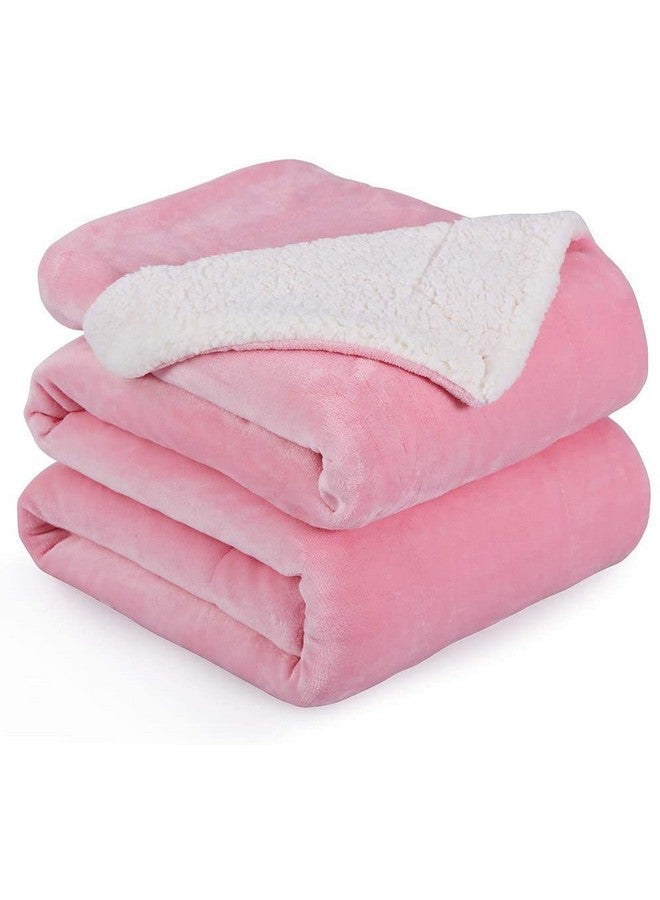 BSB HOME Polyester Micromink Summer Ac/Mild Winter/Heavy Winter Sherpa Blanket Super Soft Flannel Solid/Plain, White & Pink, Size 150 X 228 Cms (Single), 200 tc - Image 5