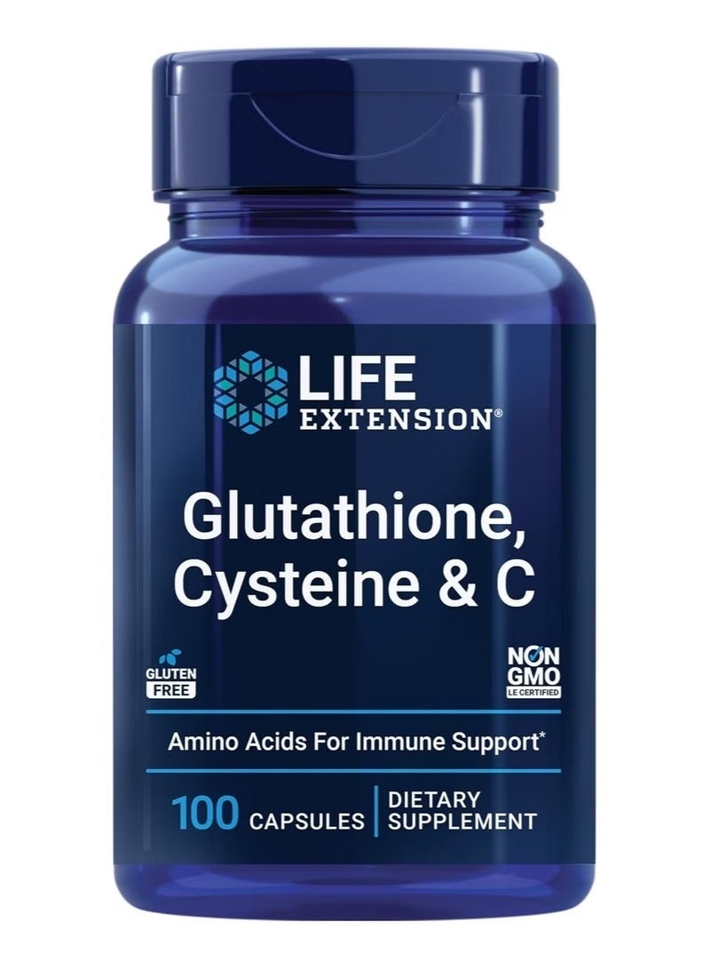 Life Extension Glutathione, Cysteine & C, 500 mg of Vitamin C, Powerful antioxidant, Gluten-Free, Non-GMO, 100 Capsules - Image 1