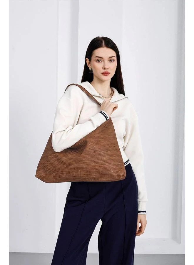 Shule Bags  Polly Knitted Slouchy Shoulder Bag Taba. for Women | Best Price UAE