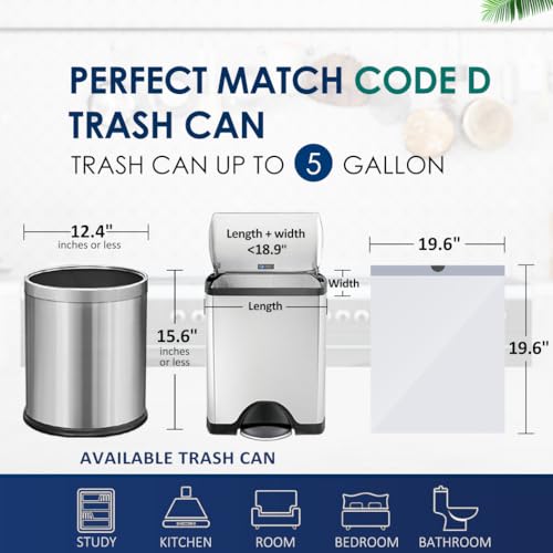 RayPard 5 Gallon 120 Counts Strong Drawstring Trash Bags Garbage Bags by RayPard Small Plastic Trash Bags fit 1820L Trash Can for Home Office Kitchen Bathroom Bedroom White Waste Basket Liners - Image 5