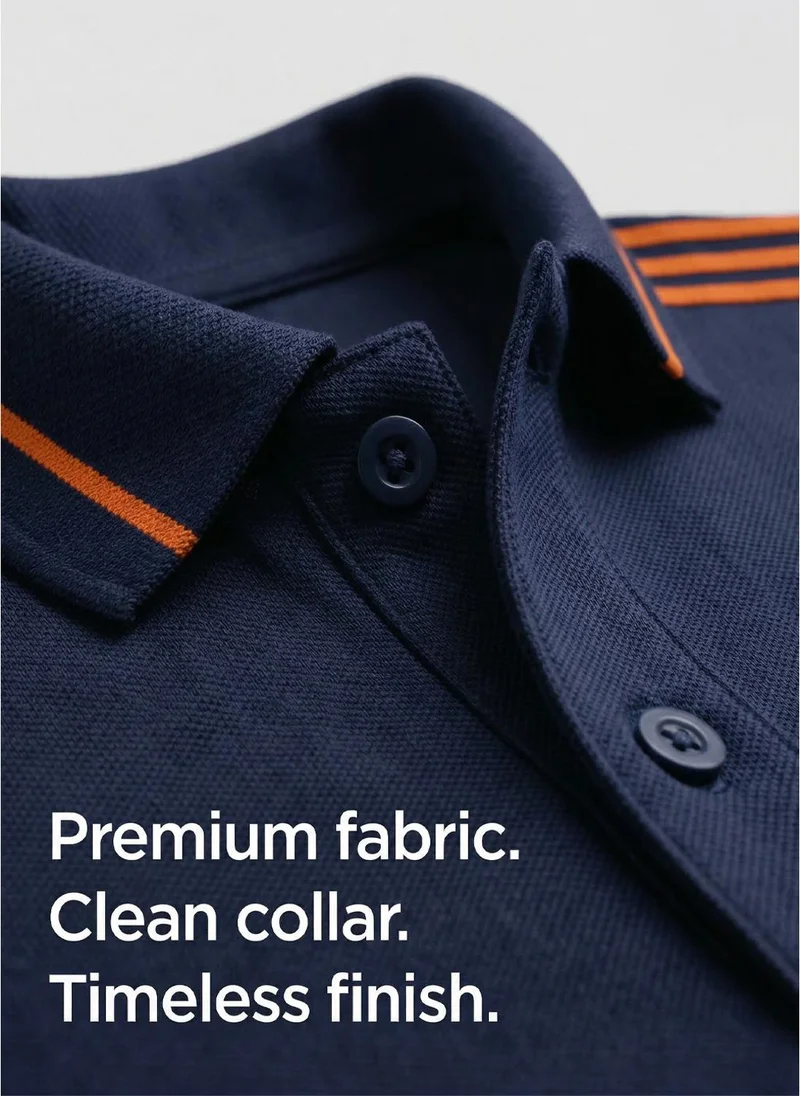 NOBERO Navy Blue Nobero Regular Fit Polo T-Shirt for Men for Men | Best Price UAE