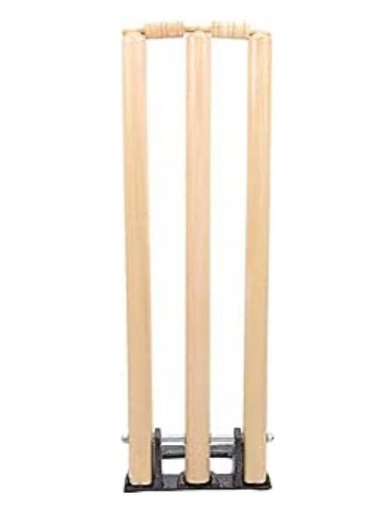 Cricket Wooden Wicket Stumps With Spring Stand 10060006 28 Inch, Beige, Multi Color - Image 2