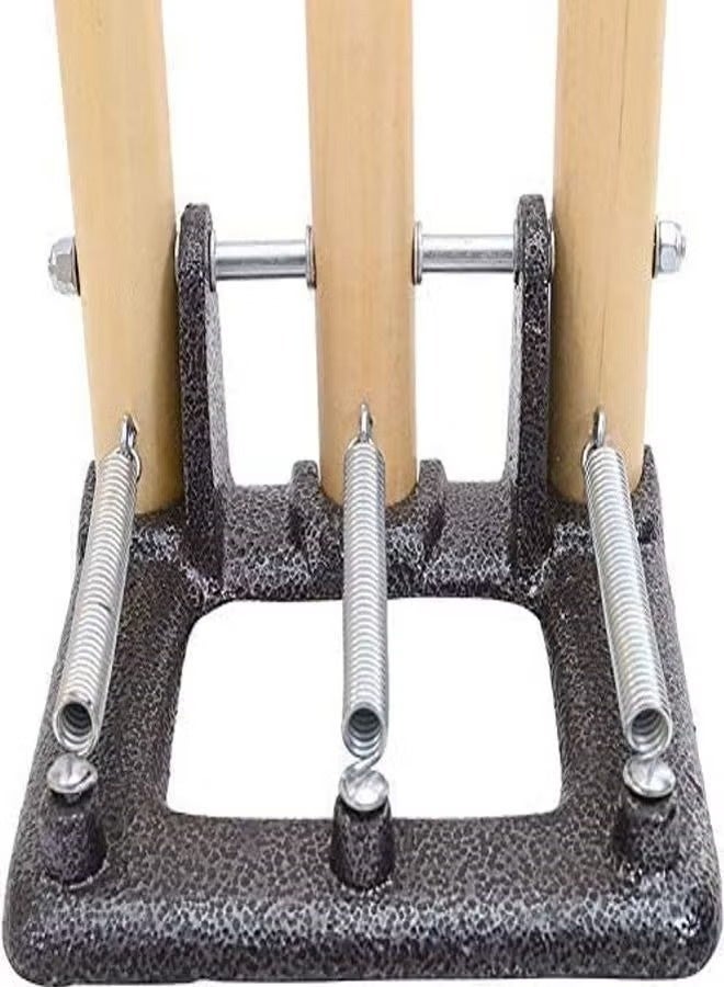Cricket Wooden Wicket Stumps With Spring Stand 10060006 28 Inch, Beige, Multi Color - Image 3