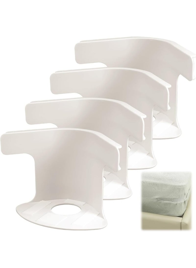 Securely holds bed sheets in place with strong corner clips, fits all mattress sizes,  white, 4-piece set - Image 1