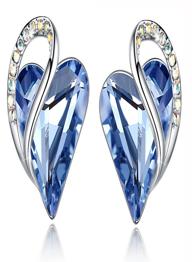 Leafael Infinity Love Heart Earrings for Women, Birthstone Crystal Earrings with Healing Stones, Silver-tone Crystal Stud Earrings, Allergy-Free Jewelry Gift for Women with Gift Box - Image 1