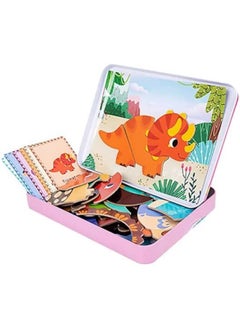 Cordova Wooden Magnetic Dress Up Puzzle Animal Dinosaur Vehicle Facial Expression Toy Magnetic Puzzles for Kids Ages 3 4 5 6, Travel Games and Travel Toys  - Image 1