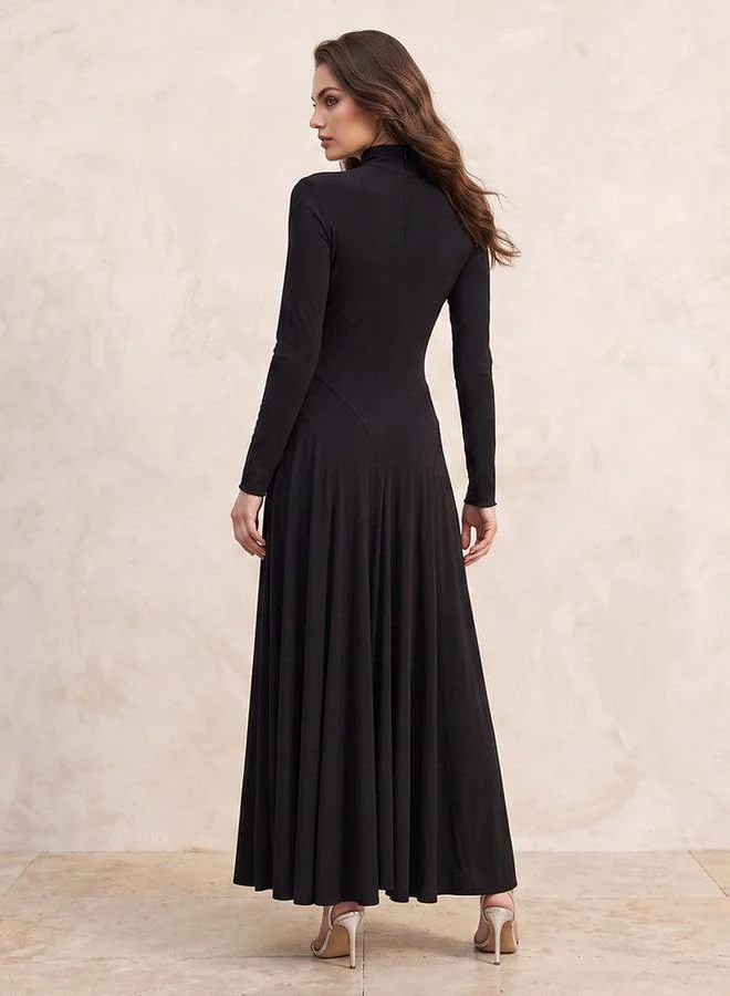 Iconic Iconic Panelled Maxi Dress with High Neck