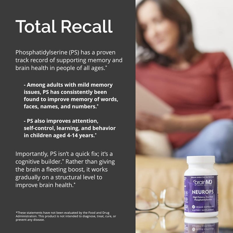 BRAINMD Dr Amen BrainMD NeuroPS  30 Capsules  150 mg PhosphatidylSerine  Promotes Mental Focus Energy  Memory  Gluten Free  30 Servings - Image 5