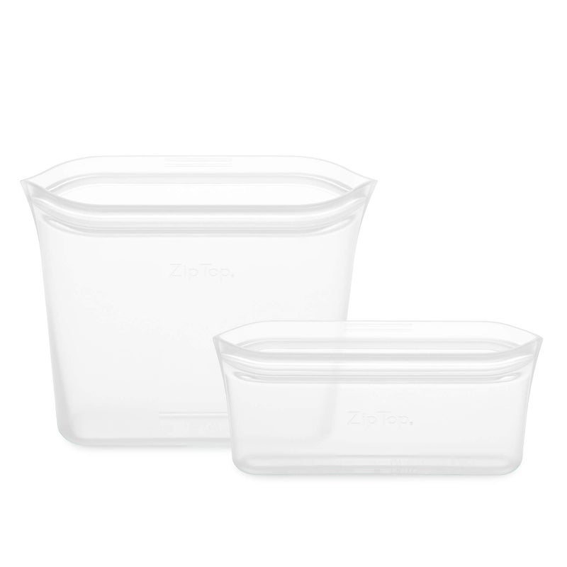 Zip Top Reusable Food Storage Bags | 2 Bag Set [Frost] | Silicone Meal Prep Container | Microwave  Dishwasher and Freezer Safe | Made in the USA - Image 2