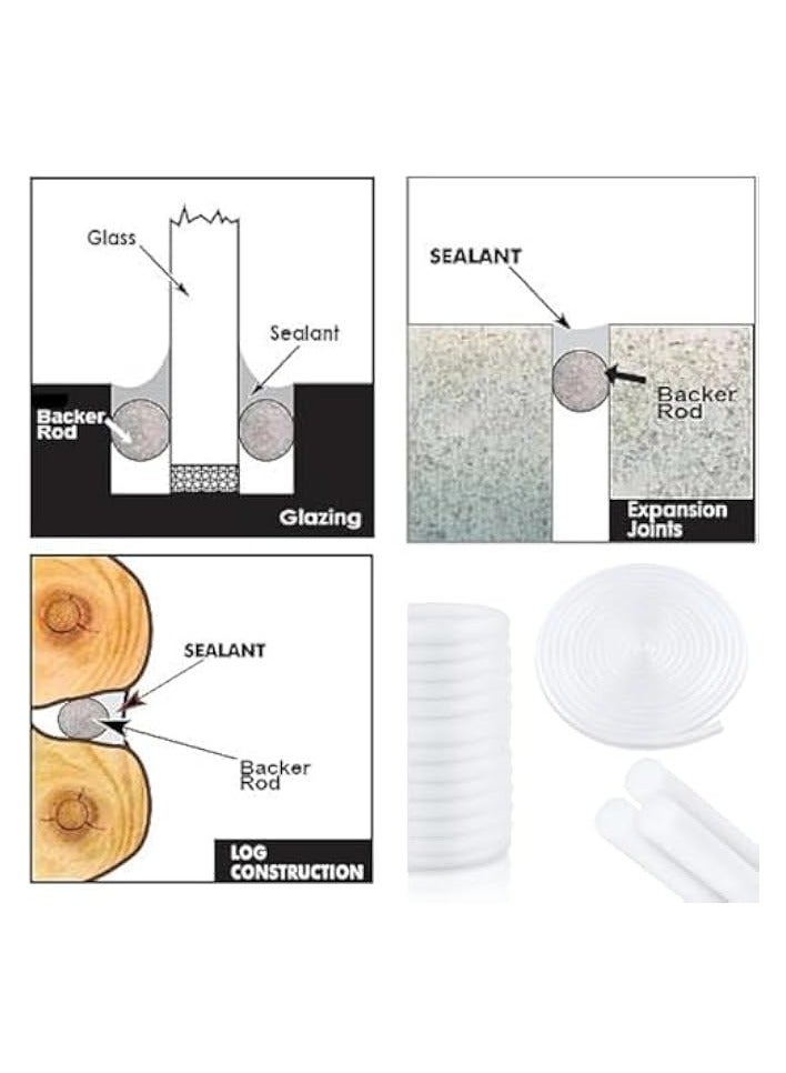 إيروريكس قضيب دعم أبيض بطول 10 أمتار للفجوات والمفاصل، حبل إسفنجي لسد الشقوق، حشو الفواصل، شريط مانع للتسرب، شريط مقاوم للعوامل الجوية، مناسب للبناء المنزلي (25 مم) - Image 4