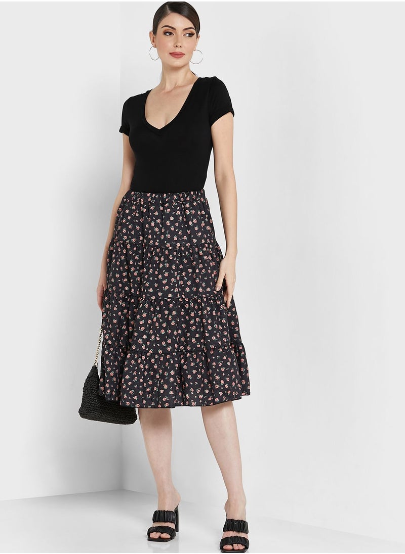 ELLA - Tiered Printed Skirt - Image 1