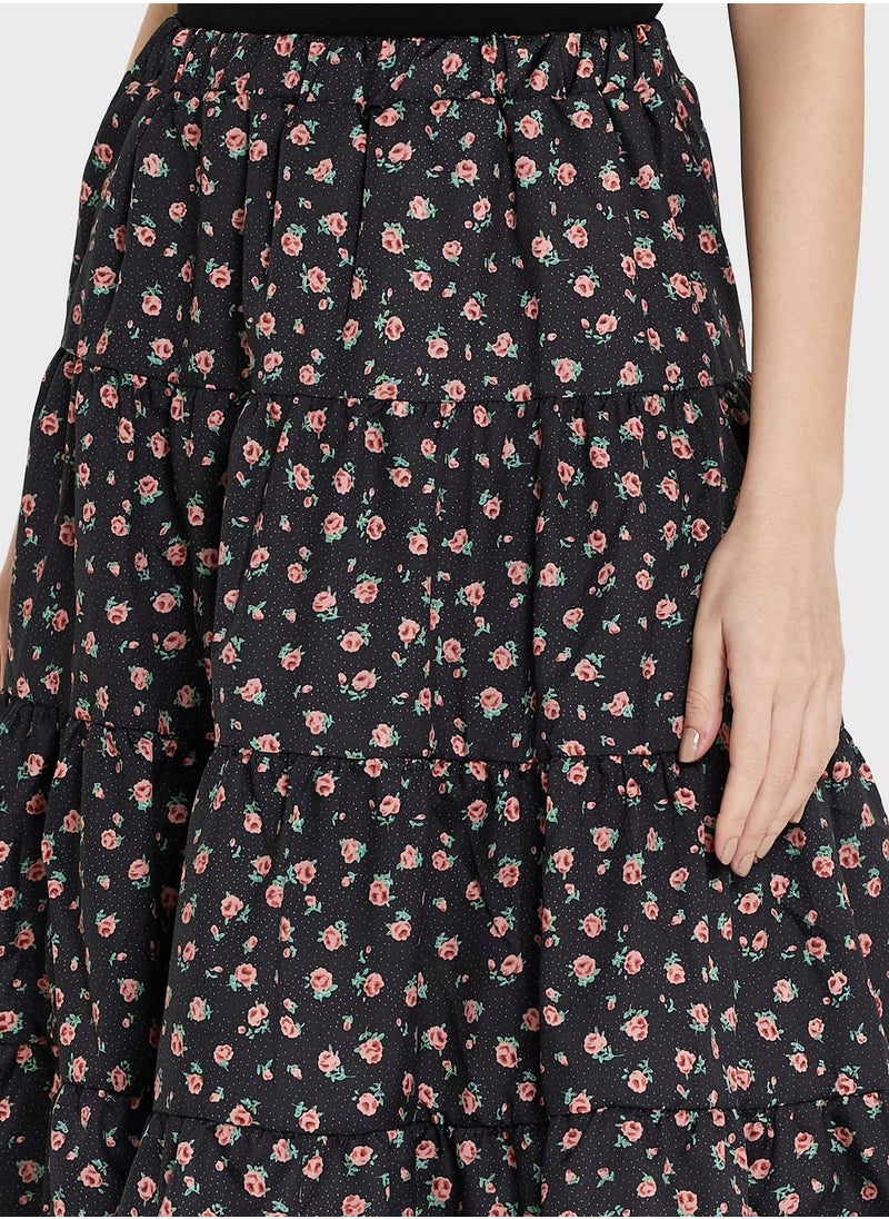 ELLA - Tiered Printed Skirt - Image 1