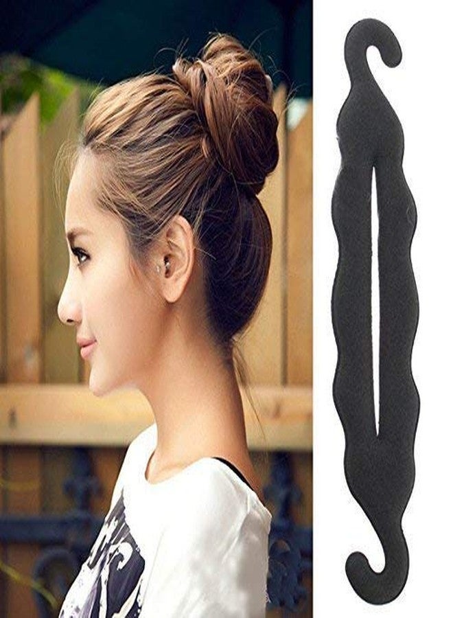 كرونيكس أداة تصفيف الشعر CHRONEX Magic Clip Twist Turn and Tie Pad Curler Shaper Sponger Donot Bun Tool Hair Styler (أسود) - عبوة من قطعتين - Image 2