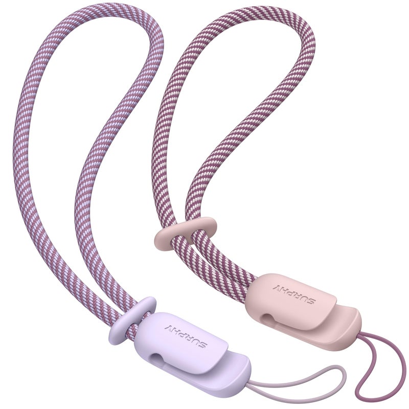 SURPHY 2 Pack Phone Lanyard for Cellphone Case Phone Wrist Strap for Case Cellphone Strap with 2Color Braided Charm Wrist Lanyard for Women and Men Pink Lilac - Image 2