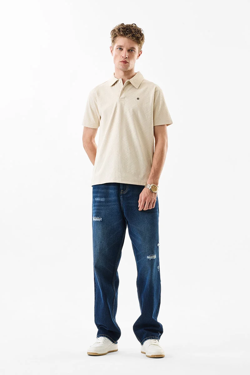 SNITCH Blue Solid Loose Fit Streetwear Jeans