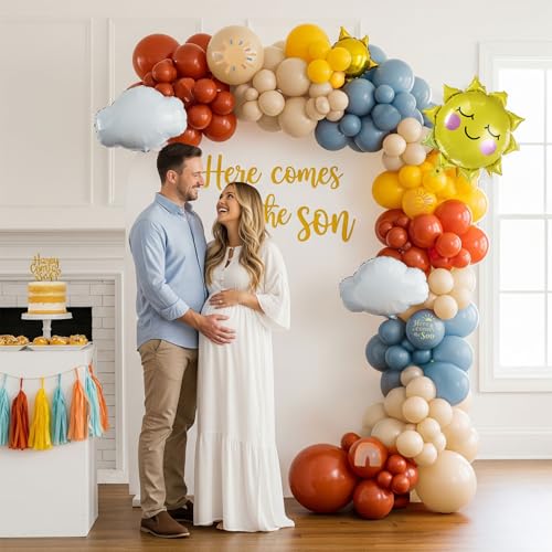 kozee Pastel balloon arch kit 130Pcs Pastel peach pink yellow green balloons with daisy balloon for spring summer Baby Shower Easter Boho Birthday tea baby in bloom balloons Hippie Groovy Party decorations - Image 3