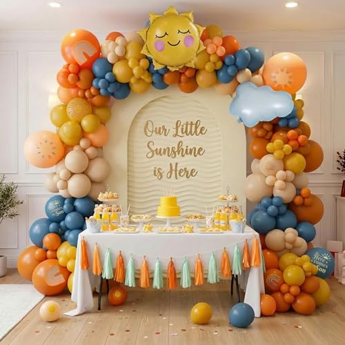 kozee Pastel balloon arch kit 130Pcs Pastel peach pink yellow green balloons with daisy balloon for spring summer Baby Shower Easter Boho Birthday tea baby in bloom balloons Hippie Groovy Party decorations - Image 1