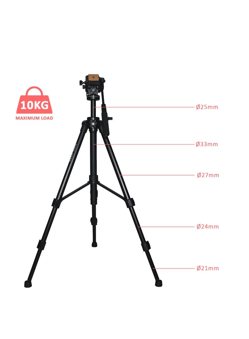 Coopic CP-VT05 Professional Video Tripod Max Height 167cm Platinum Aluminum Light Weight with Quick release Plate Fluid Video Pan Head, for DSLR & Video Cameras Max Load upto 10kg (Black) - Image 4