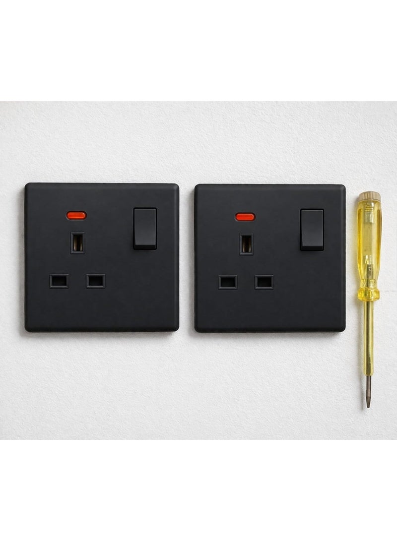 ALRAED Switch & Socket Mat black Pack for 2 With Tester - Image 2