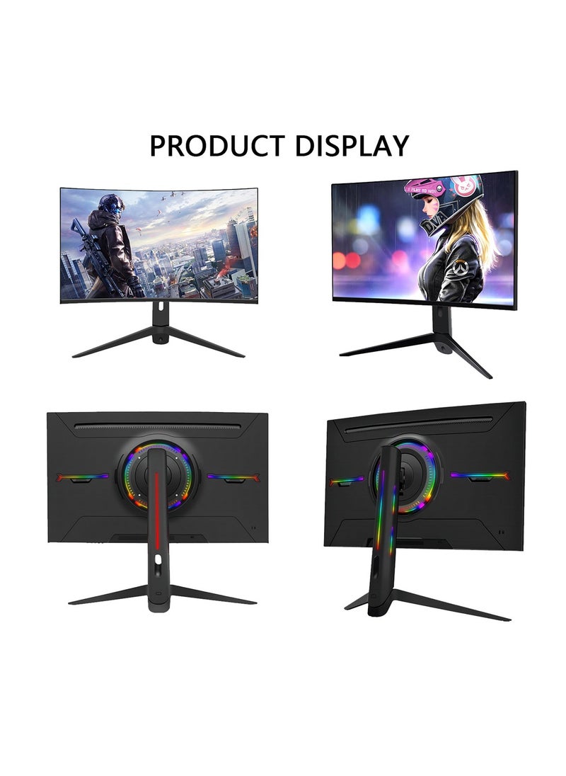 Glanfen - 27 Inch Curved Gaming Monitor 75Hz with LED Backlit,FHD 1920×1080 Computer Monitor 16:9 Wide HDR Display 1ms Response PC Monitor （HDMI+VGA）Black - Image 1