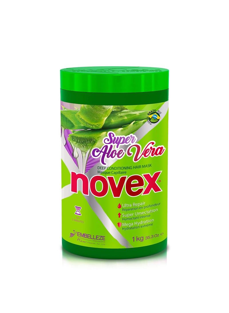NOVEX NOVEX Super Aloe Vera Hair Mask Infused with Organic Aloe Vera, Frizz and Volume Control, 35.3 Oz, Jar 