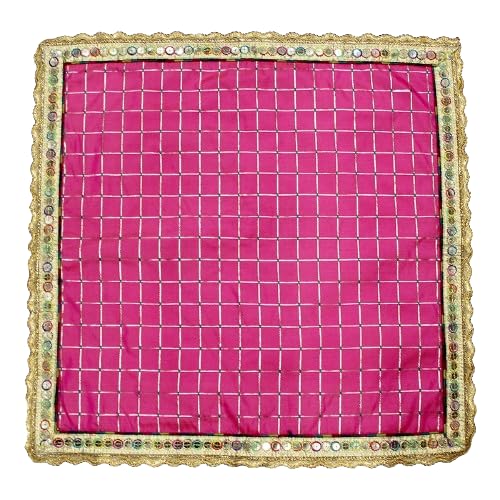 My God Gift My God Gift Aasan ClothPuja Aasan KapdaPuja Chowki Altar Cloth for Home MandirTempleDark Pink Size 18X18 INCH  - Image 1