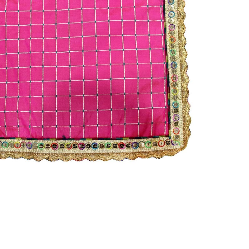 My God Gift My God Gift Aasan ClothPuja Aasan KapdaPuja Chowki Altar Cloth for Home MandirTempleDark Pink Size 18X18 INCH  - Image 3