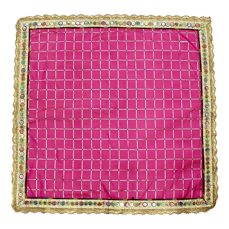 My God Gift My God Gift Aasan ClothPuja Aasan KapdaPuja Chowki Altar Cloth for Home MandirTempleDark Pink Size 18X18 INCH  - Image 2