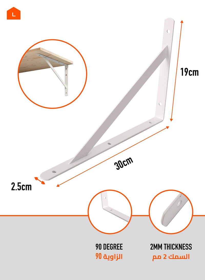LAWAZIM 4-Piece Shelf Bracket White - with 44-Piece Drywall Screws & Plastic Anchor Kit - L-Shaped Wall Shelf Brackets with Pre-Drilled Mounting Holes for Easy Installation - Ideal for Kitchen, Garage, and Office Use - Image 3