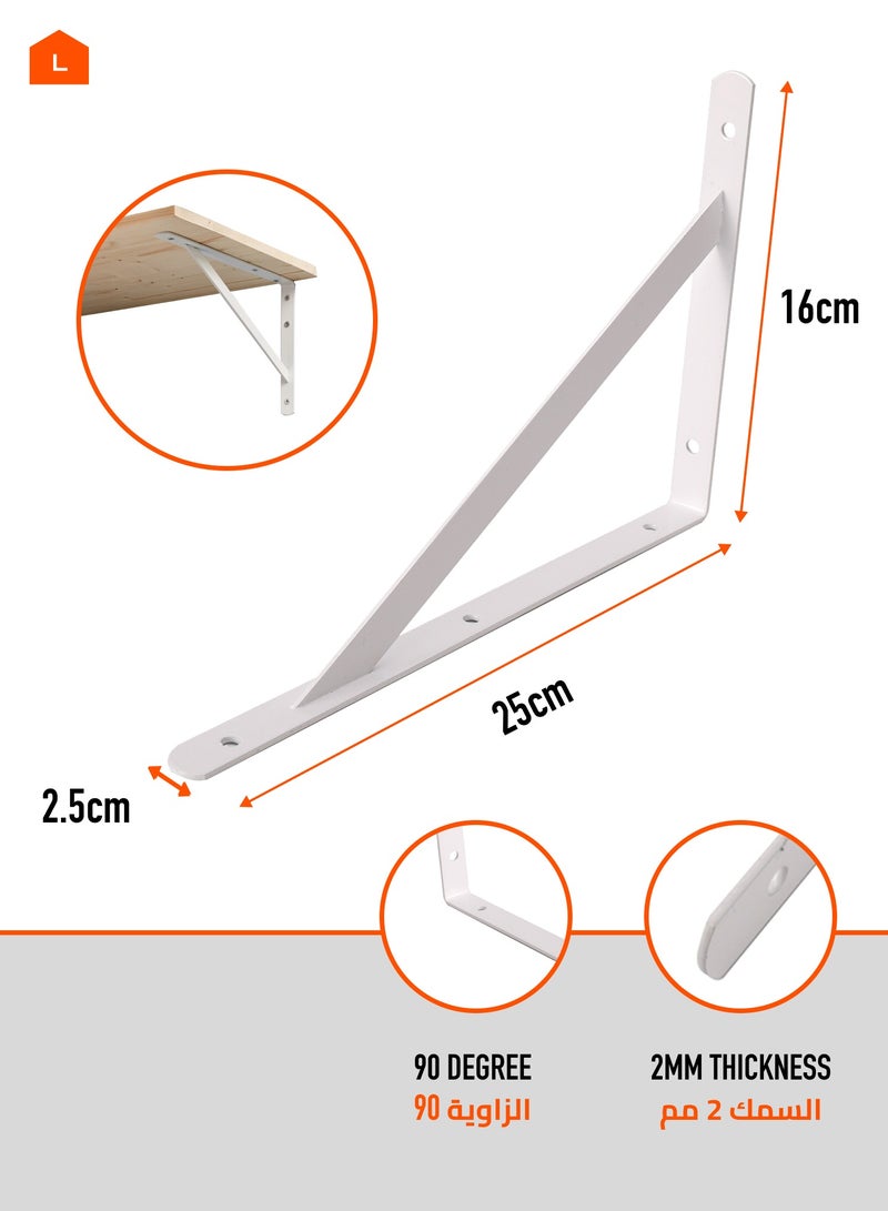 LAWAZIM 4-Piece Shelf Bracket White - with 44-Piece Drywall Screws & Plastic Anchor Kit - L-Shaped Wall Shelf Brackets with Pre-Drilled Mounting Holes for Easy Installation - Ideal for Kitchen, Garage, and Office Use  - Image 4