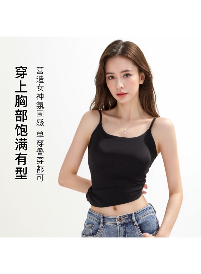 Moonbadi Thin Strap Tank Top With Built-In Pads For Women, Seamless, Backless Design, Wearable As Inner Layer Or Outerwear - Image 3