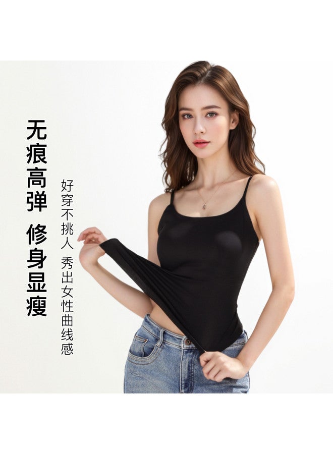 Moonbadi Thin Strap Tank Top With Built-In Pads For Women, Seamless, Backless Design, Wearable As Inner Layer Or Outerwear - Image 4