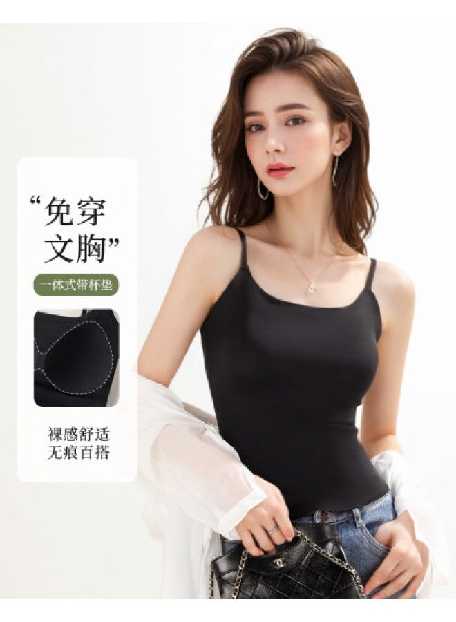 Moonbadi Thin Strap Tank Top With Built-In Pads For Women, Seamless, Backless Design, Wearable As Inner Layer Or Outerwear - Image 1