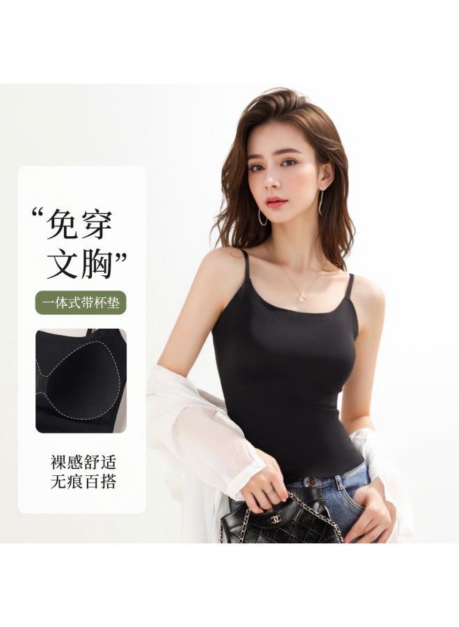 Moonbadi Thin Strap Tank Top With Built-In Pads For Women, Seamless, Backless Design, Wearable As Inner Layer Or Outerwear - Image 2