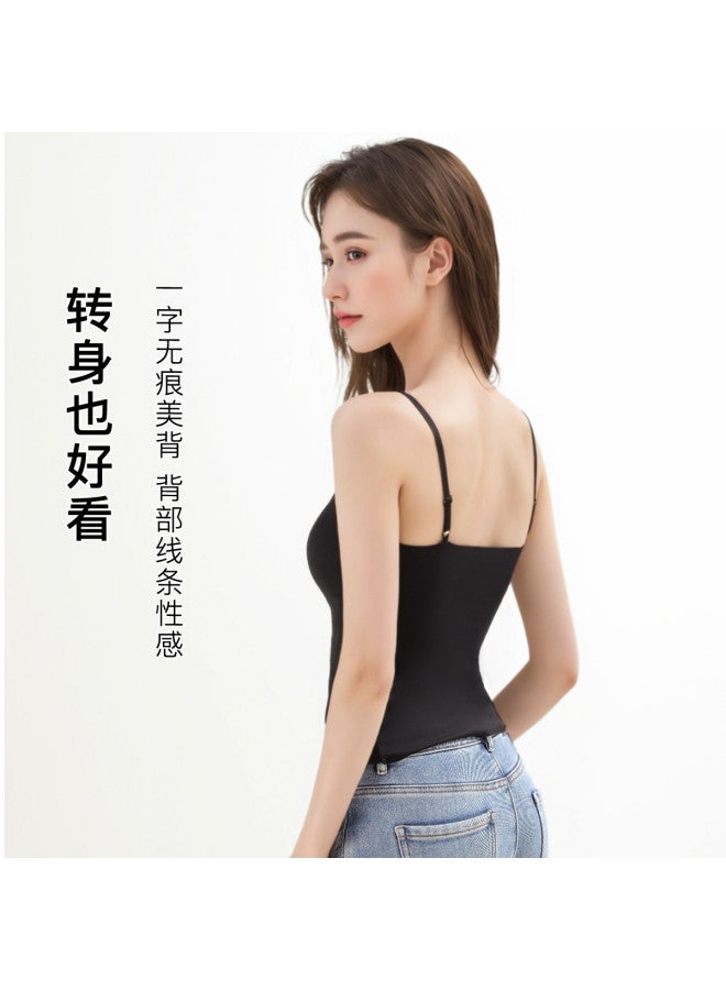 Moonbadi Thin Strap Tank Top With Built-In Pads For Women, Seamless, Backless Design, Wearable As Inner Layer Or Outerwear - Image 5