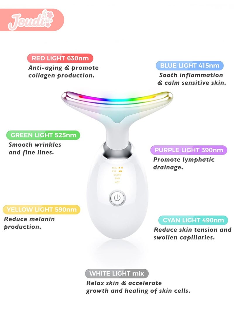 Joudi Neck Face Beauty 7-Color LED Sonic Massage Device Neck Tightening   Beauty Device Ion Technology Anti-Aging Skin Rejuvenation - Image 2