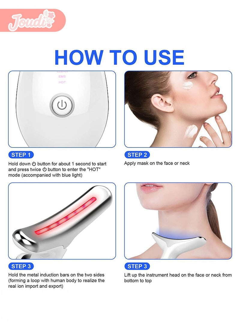 Joudi Neck Face Beauty 7-Color LED Sonic Massage Device Neck Tightening   Beauty Device Ion Technology Anti-Aging Skin Rejuvenation - Image 3