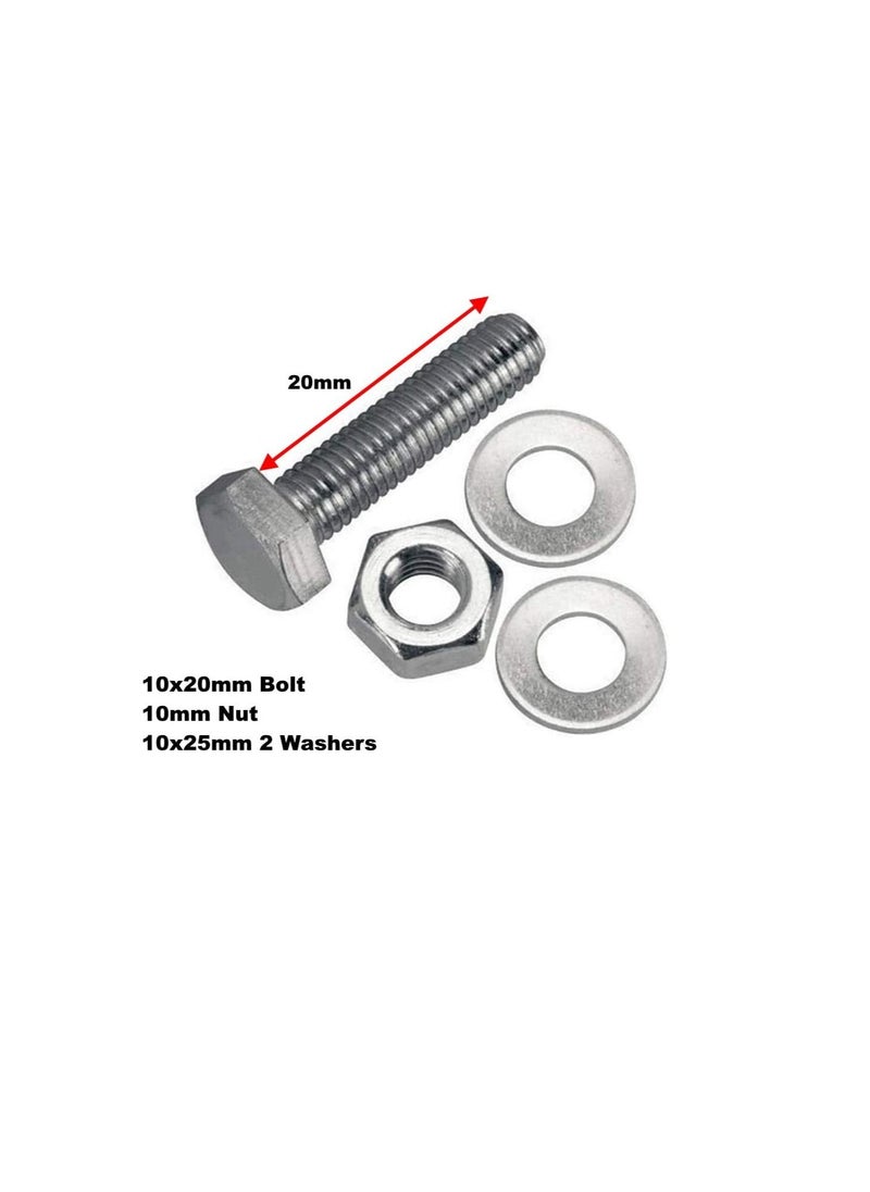 Generic 12 pcs Hex Head Screw Bolts Nuts & Washers Fully Thread GI Plain Finish Bolt Set. (10, 20MM)  - Image 3