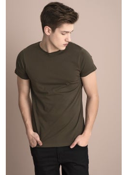 Tena Moda Men's Khaki Crew Neck Basic T-Shirt