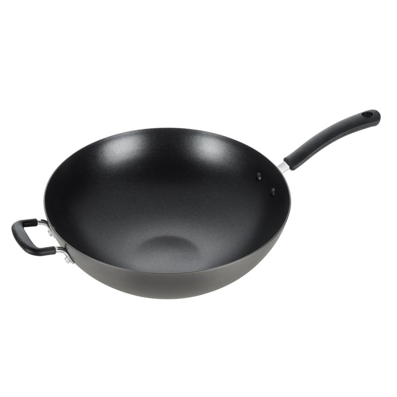 Tfal Ultimate Hard Anodized Nonstick Wok 14 Inch Oven Broiler Safe 350F Non Stick StirFry Pan Cookware Pots and Pans Kitchen Versatile Deep Frying Saut Braise Stew Dishwasher Safe Black