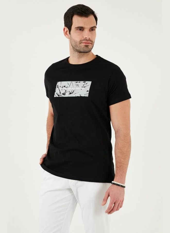 Buratti  Buratti Cotton Slim Fit Crew Neck Printed T Shirt Men's T SHIRT 541TOLIVE for Men | Best Price UAE