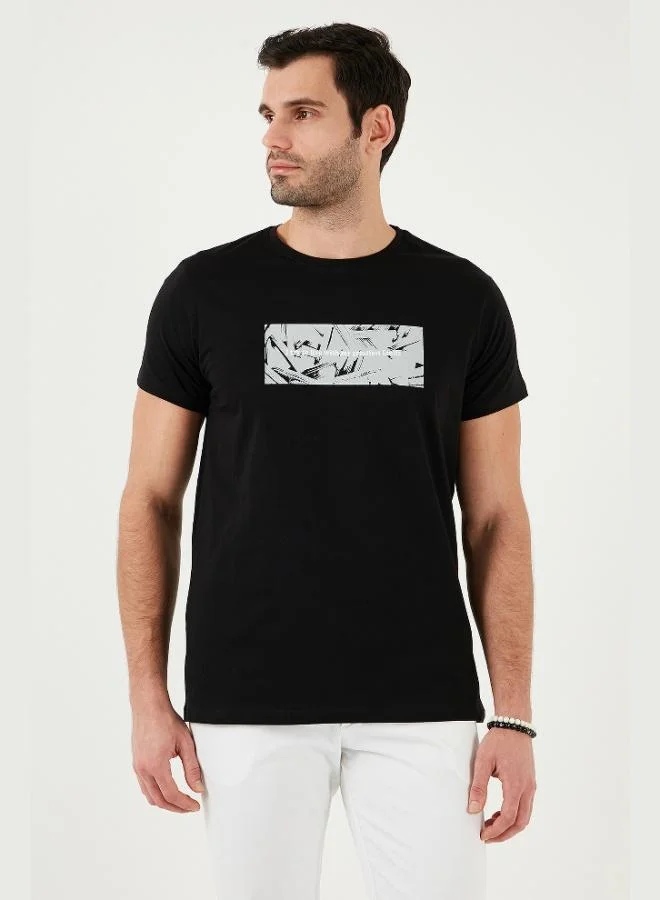 Buratti  Buratti Cotton Slim Fit Crew Neck Printed T Shirt Men's T SHIRT 541TOLIVE for Men | Best Price UAE