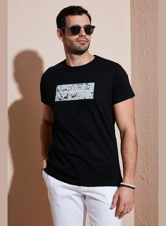 Buratti Cotton Slim Fit Crew Neck Printed T Shirt Men's T SHIRT 541TOLIVE