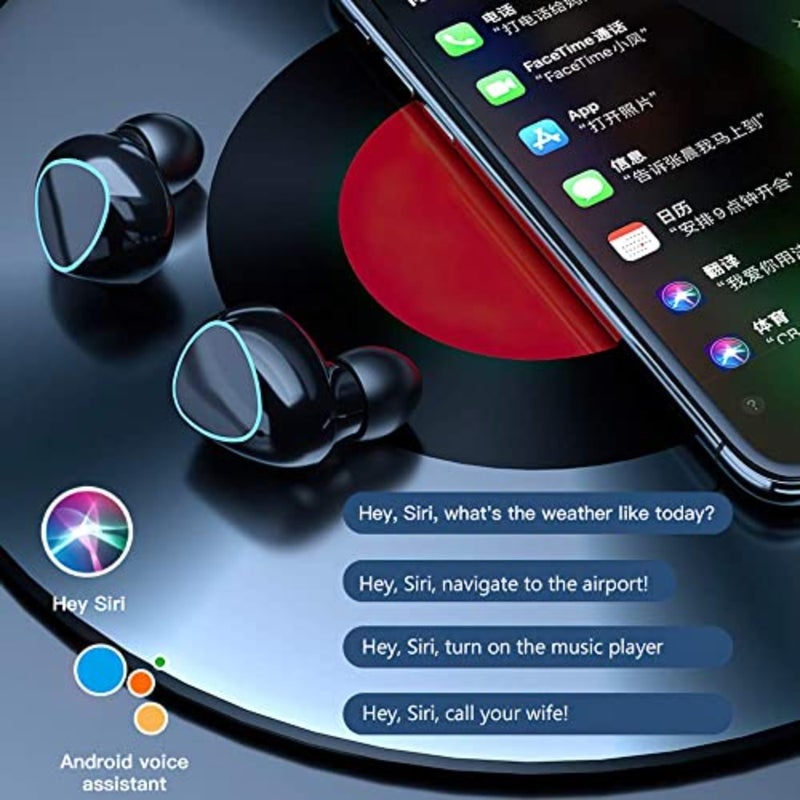 Wireless earbuds for running and exercise, silicone ear tips, black, Bluetooth 5.1 auto pairing with true wireless stereo HiFi sound and smart LED display charging case - Image 4